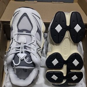 New Balance Kids White, Gray & Black Athletic Sneakers